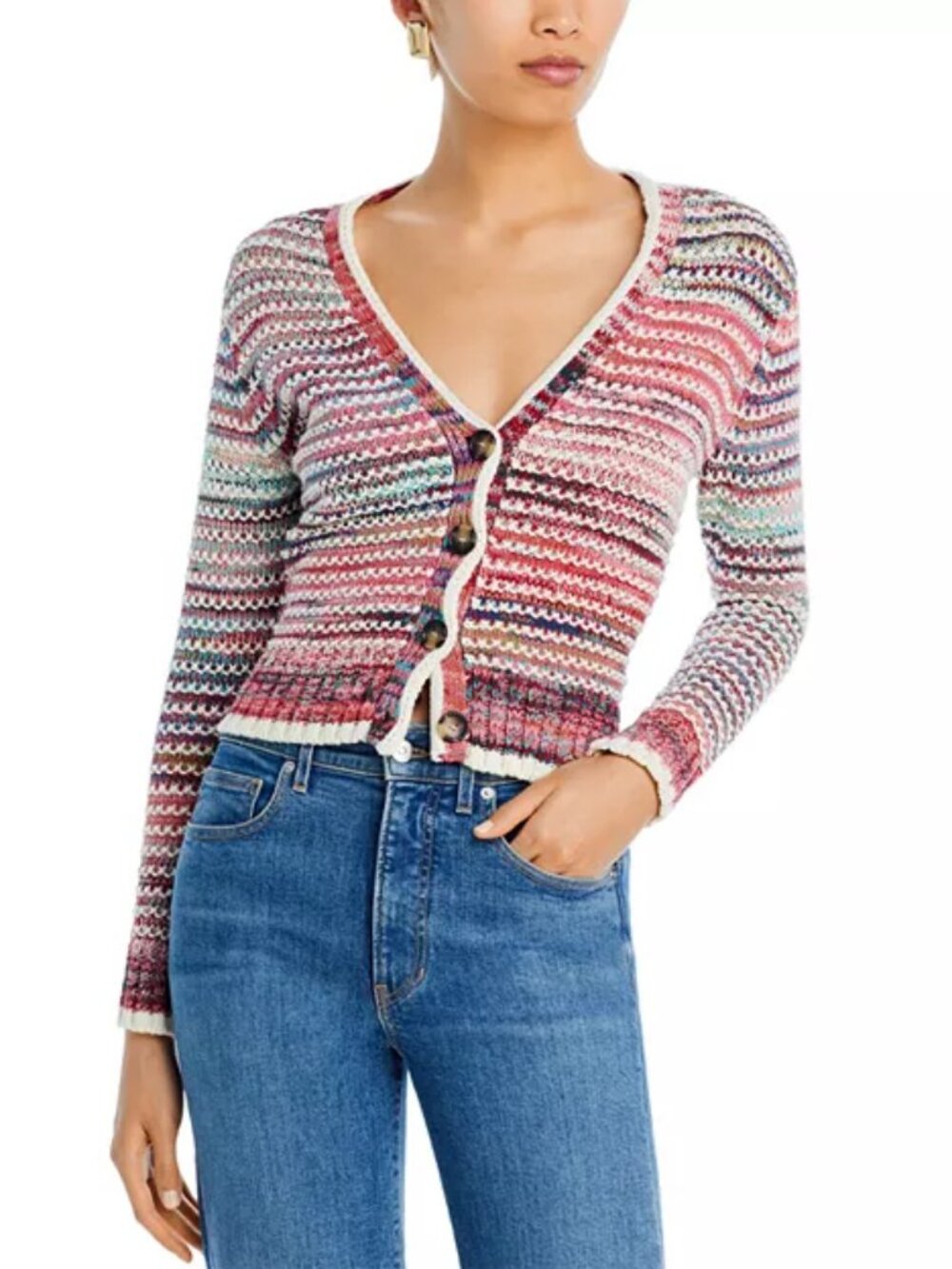Veronica Beard Ansonia Stripe Cotton Cardigan Size M